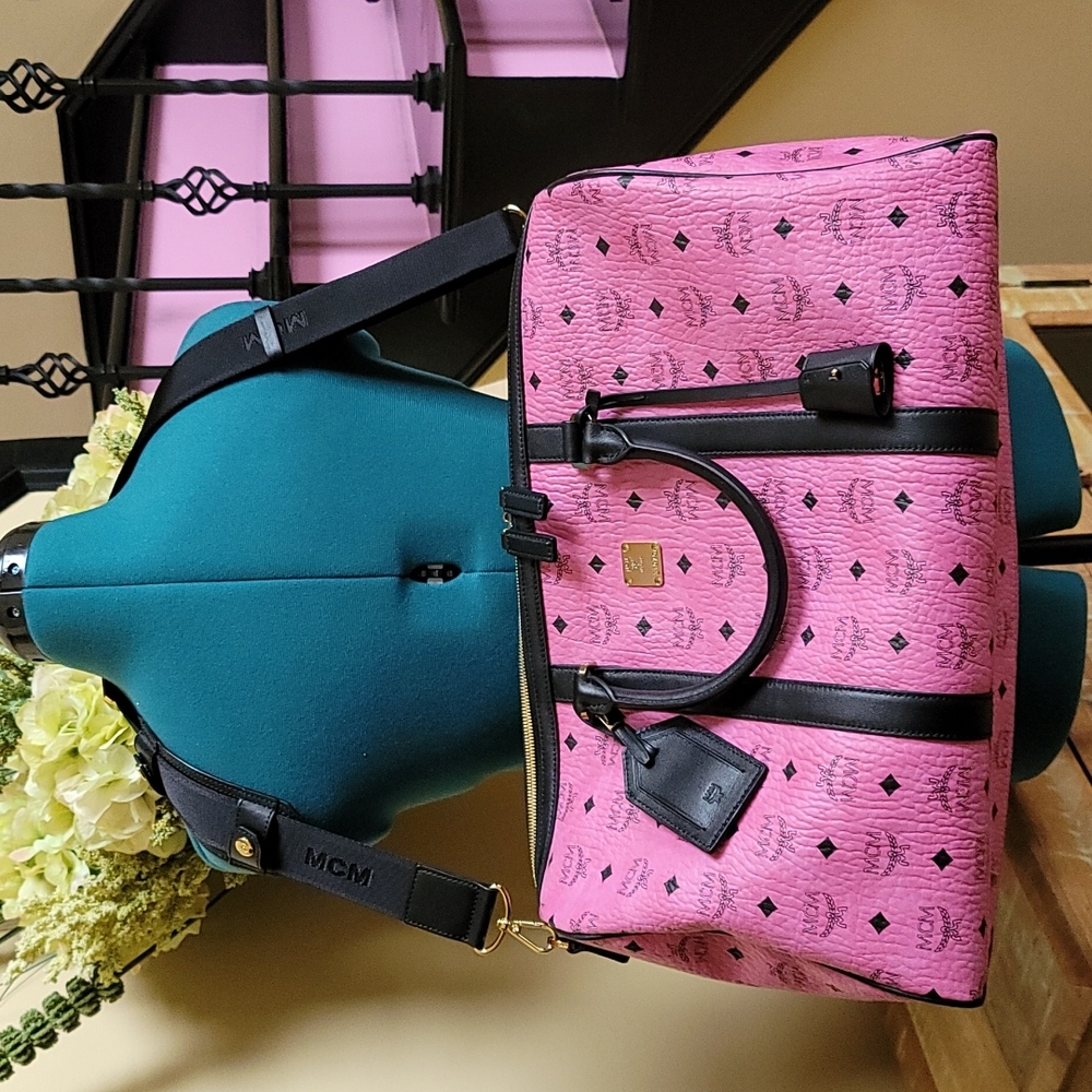 New MCM Pink Visetos Weekender - 18x8